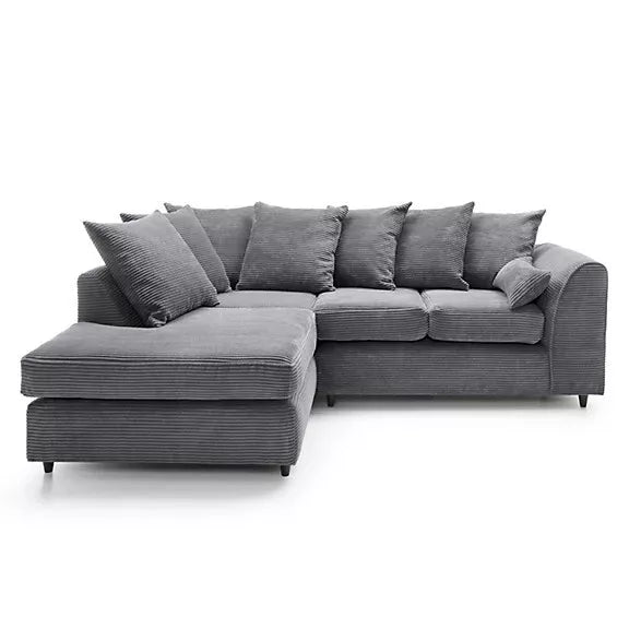 Dylan Jumbo Cord Fabric Corner Sofa with Cushions Available In 5 Colours