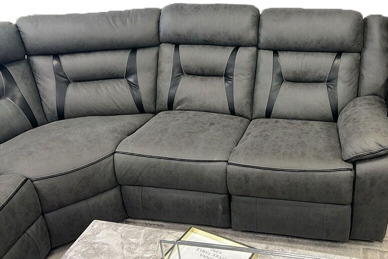 Nova Corner Electric Recliner Sofa In Grey With Black Trim