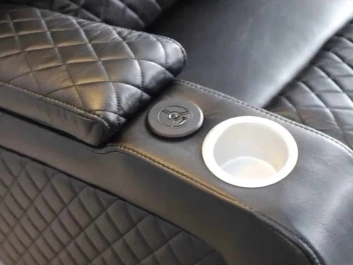 Florida Leather Electric Recliner Sofa Set with Cupholders, LED Lights, Wireless Charging, Bluetooth Speakers, and USB Ports