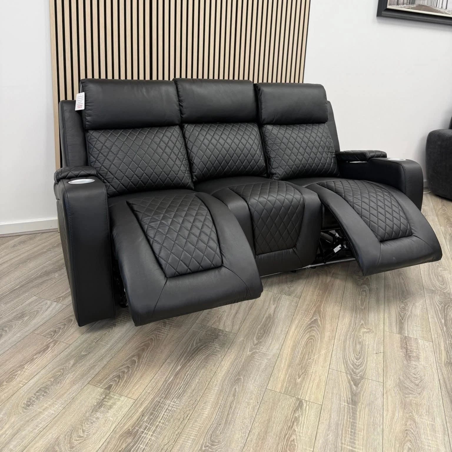 Florida Leather Electric Recliner Sofa Set with Cupholders, LED Lights, Wireless Charging, Bluetooth Speakers, and USB Ports
