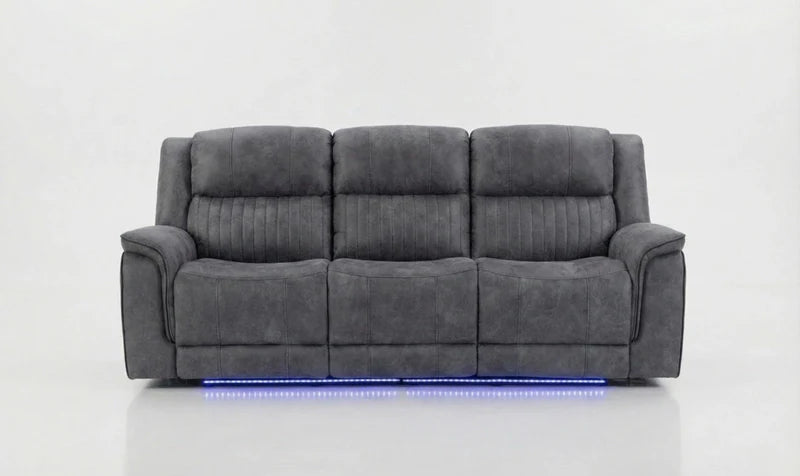 Geneva Pro Electric Recliner Fabric Sofa Dark Grey, LED, Wireles Charging