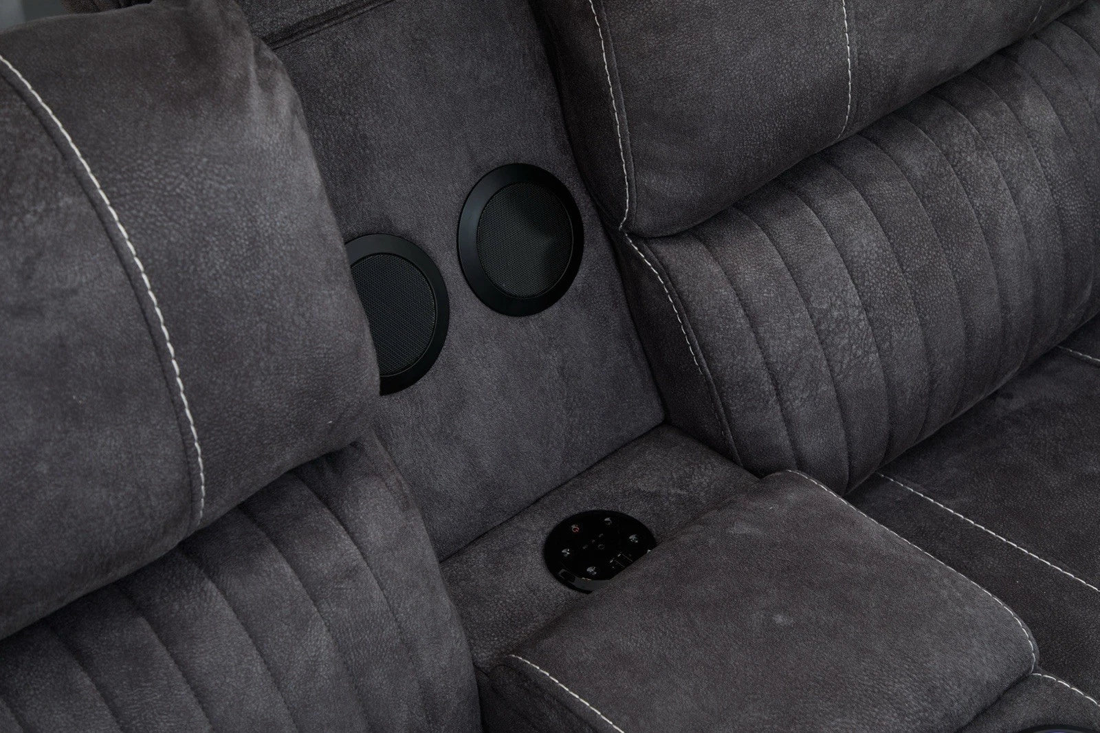 MNS Geneva Pro Electric Recliner Corner Fabric Sofa Grey, LED, Wireles charging