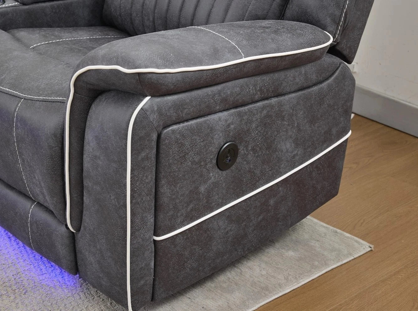 MNS Geneva Pro Fabric Electric Recliner Sofa 1 Seater,wireless Charging ,USB,LED