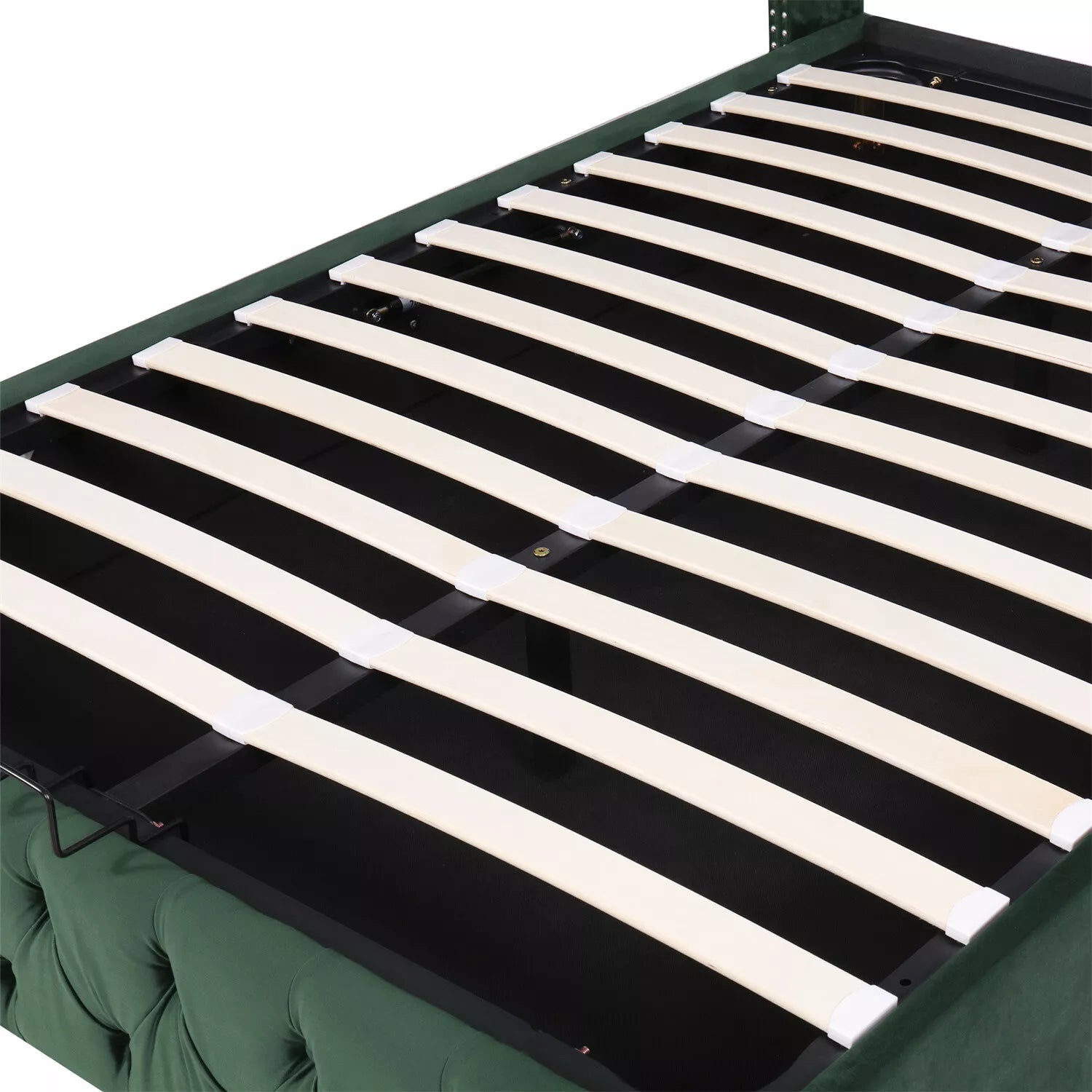 Ottoman Bed Gas Lift Storage Bed 4ft6 Double Bed Frame Velvet Upholstered Green