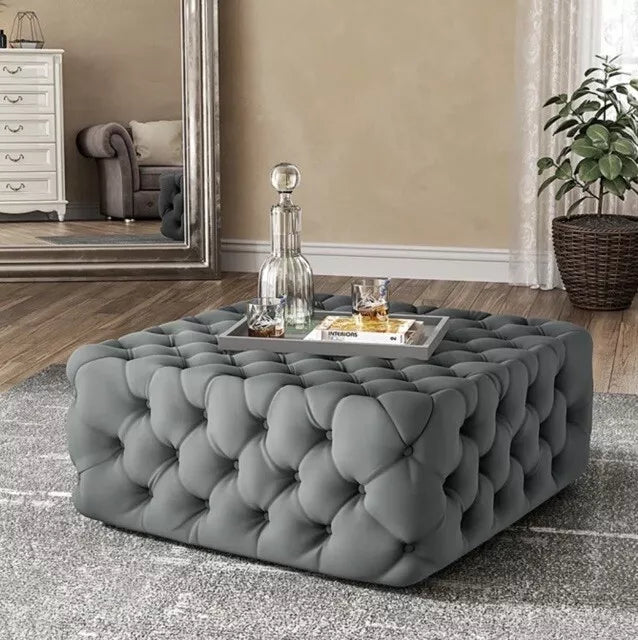 Moscow Chesterfield Velvet Coffee Table Footstool Available in All Size/ Colours