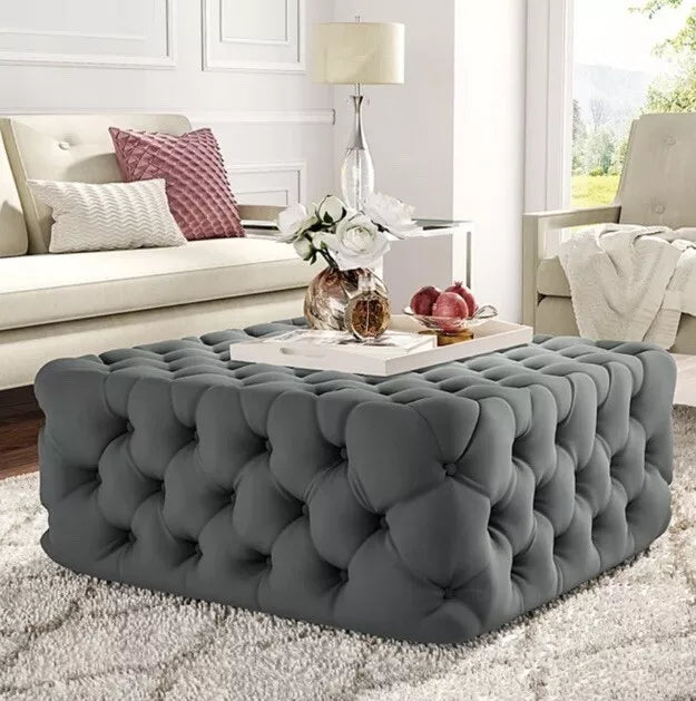 Moscow Chesterfield Velvet Coffee Table Footstool Available in All Size/ Colours