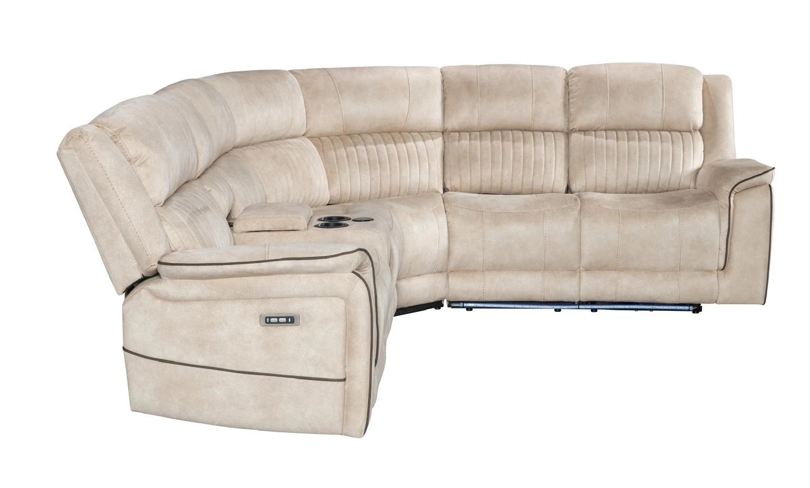 MNS Geneva Pro Fabric Electric Recliner Corner Sofa,Bluetooth USB, LED, Cupholder