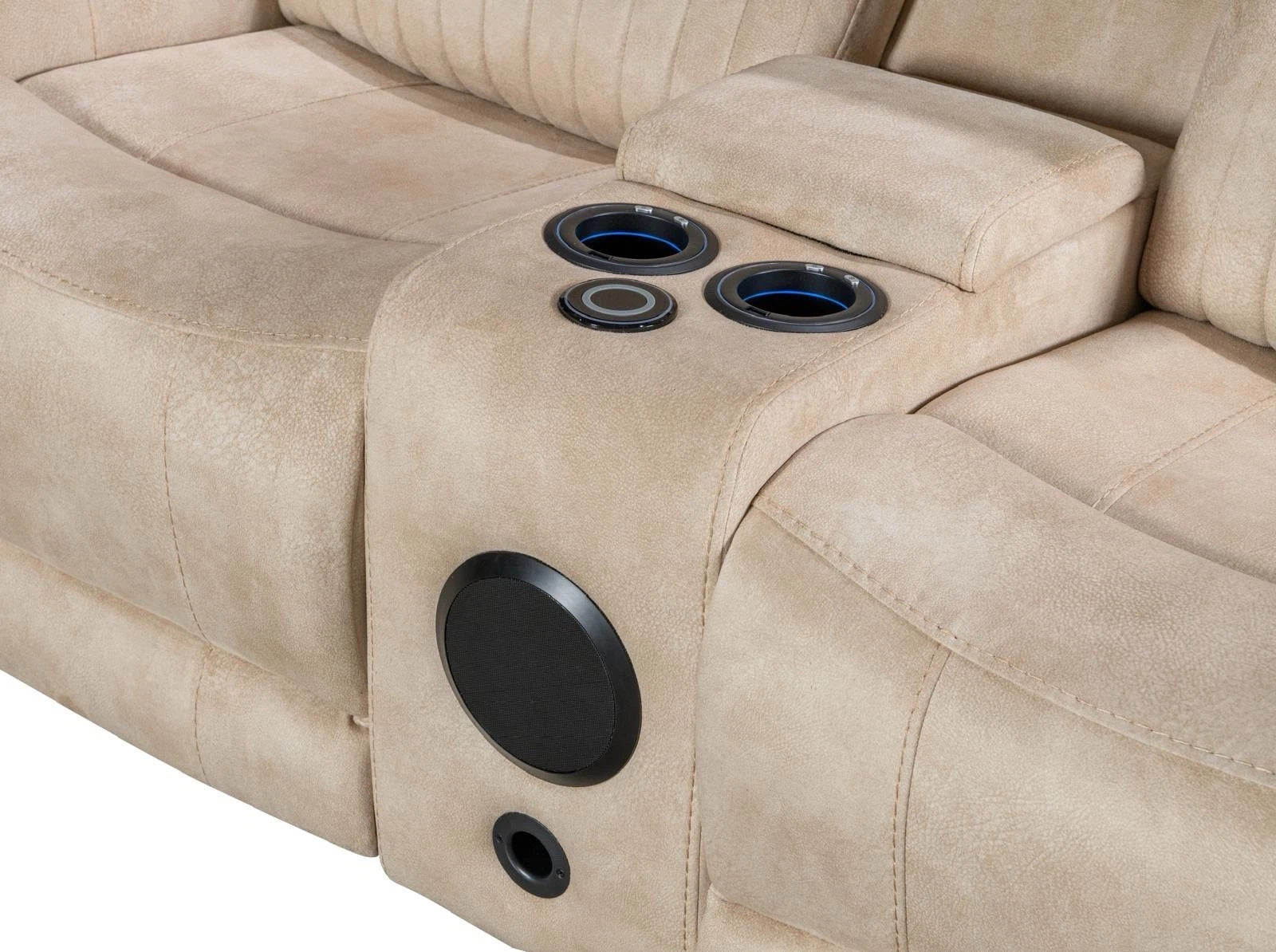 MNS Geneva Pro Fabric Electric Recliner Corner Sofa,Bluetooth USB, LED, Cupholder