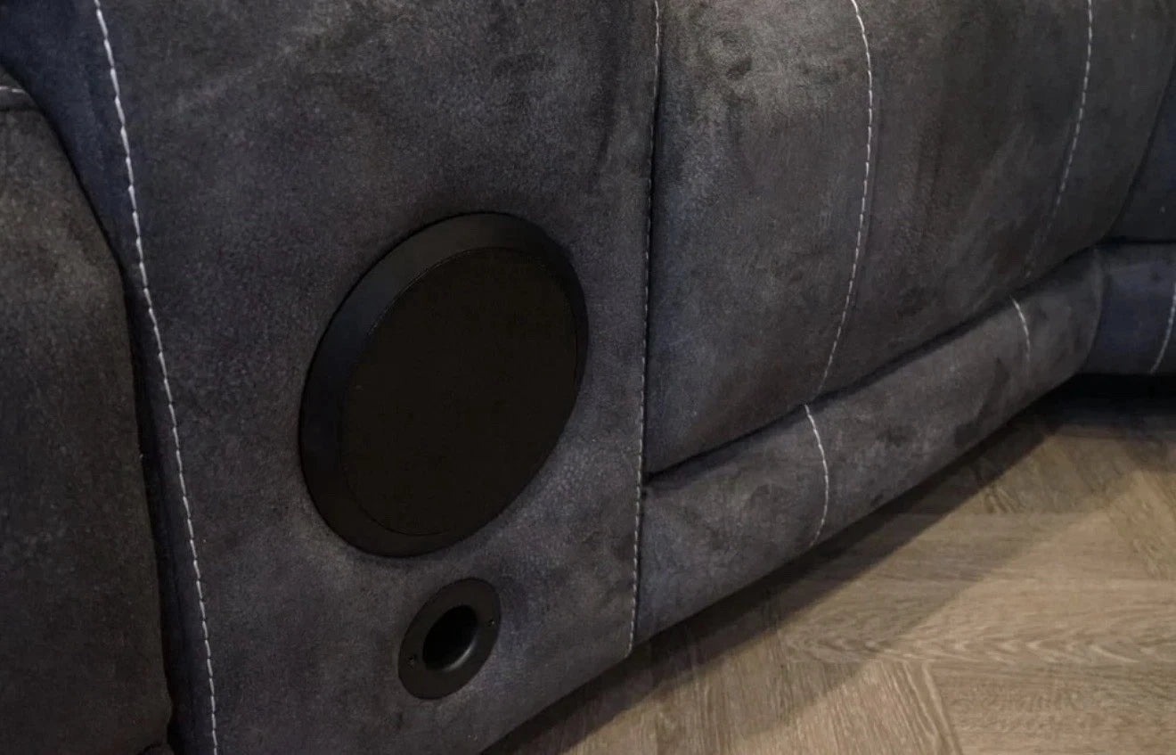 MNS Geneva Pro Fabric Electric Recliner Corner Sofa,Bluetooth USB, LED, Cupholder