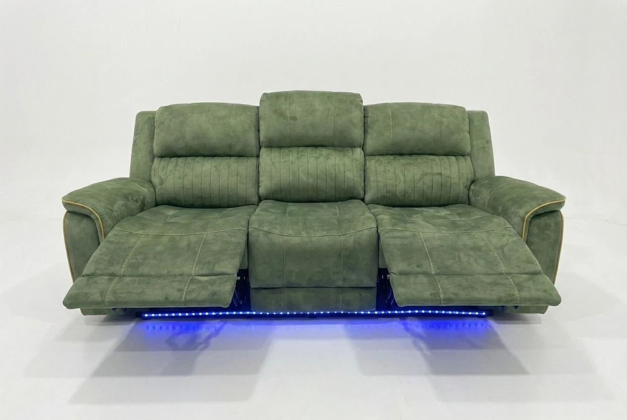 MNS  Emerald Green Geneva Pro Fabric Electric Recliner Sofa Set, Corner Sofa 3, 2 Seater and Armchair
