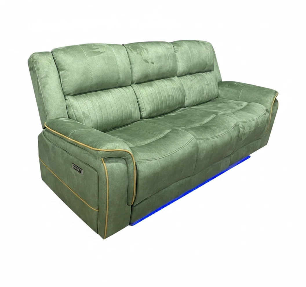 MNS  Emerald Green Geneva Pro Fabric Electric Recliner Sofa Set, Corner Sofa 3, 2 Seater and Armchair