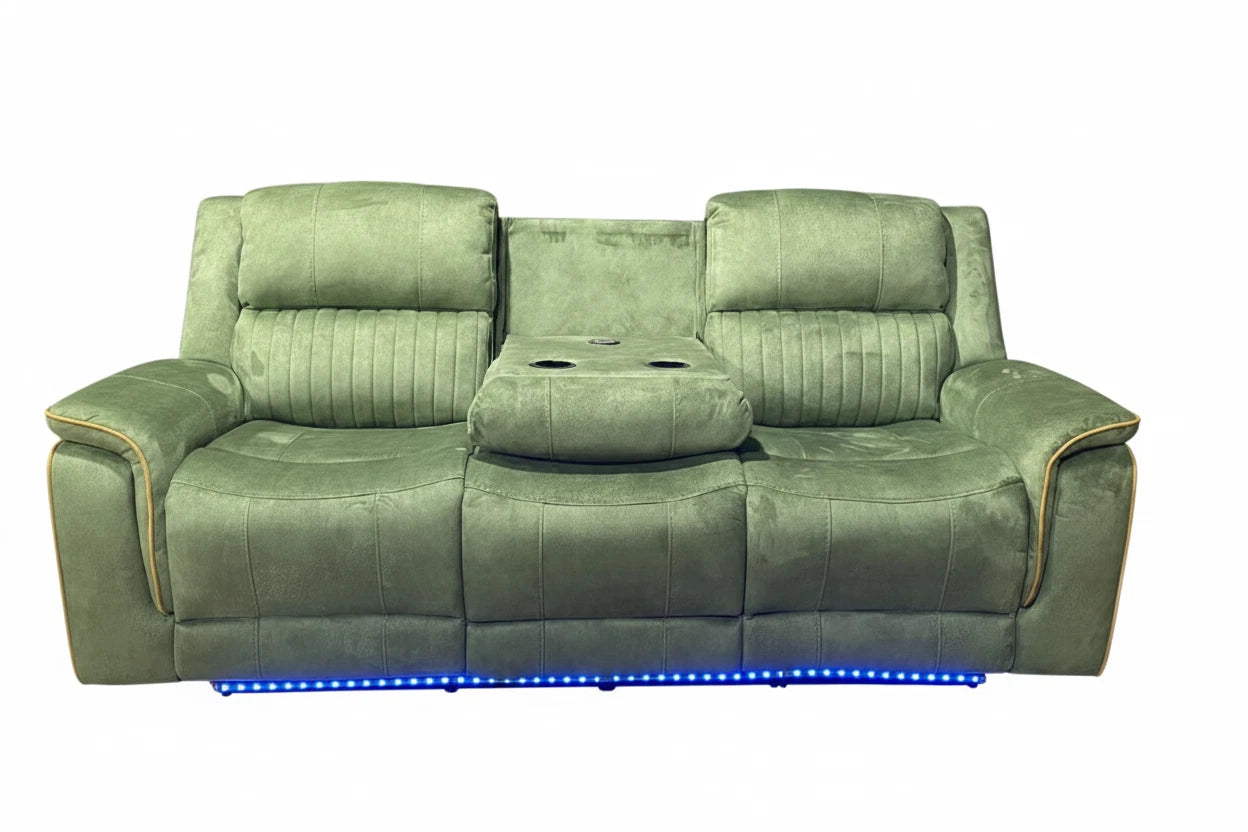 MNS  Emerald Green Geneva Pro Fabric Electric Recliner Sofa Set, Corner Sofa 3, 2 Seater and Armchair