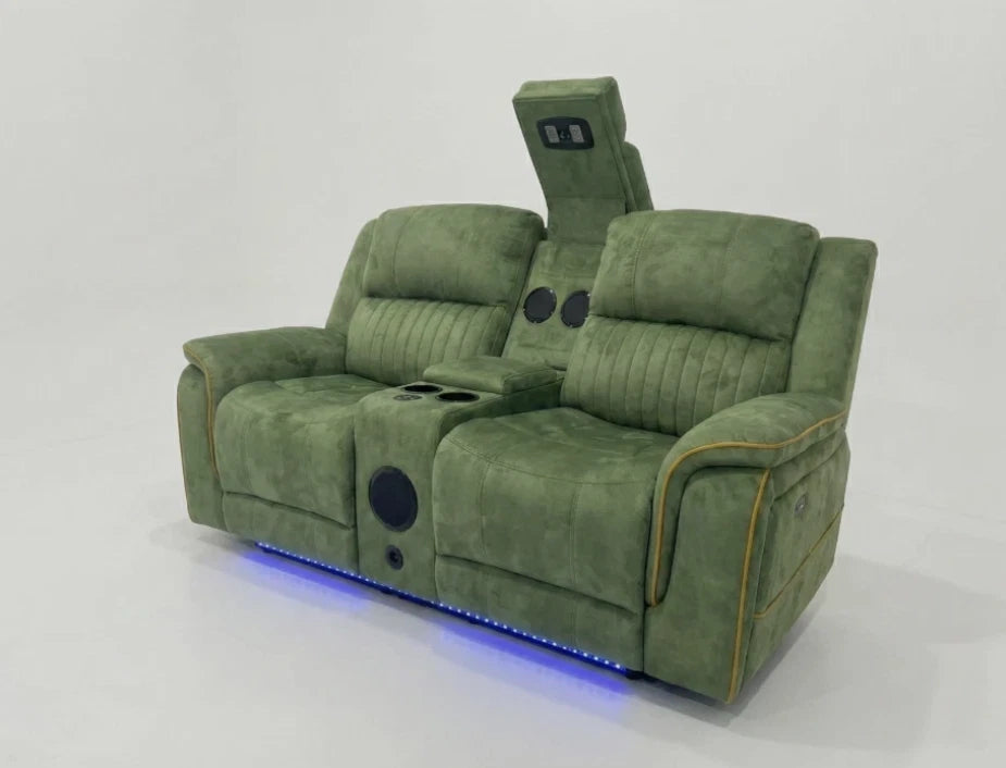 MNS  Emerald Green Geneva Pro Fabric Electric Recliner Sofa Set, Corner Sofa 3, 2 Seater and Armchair