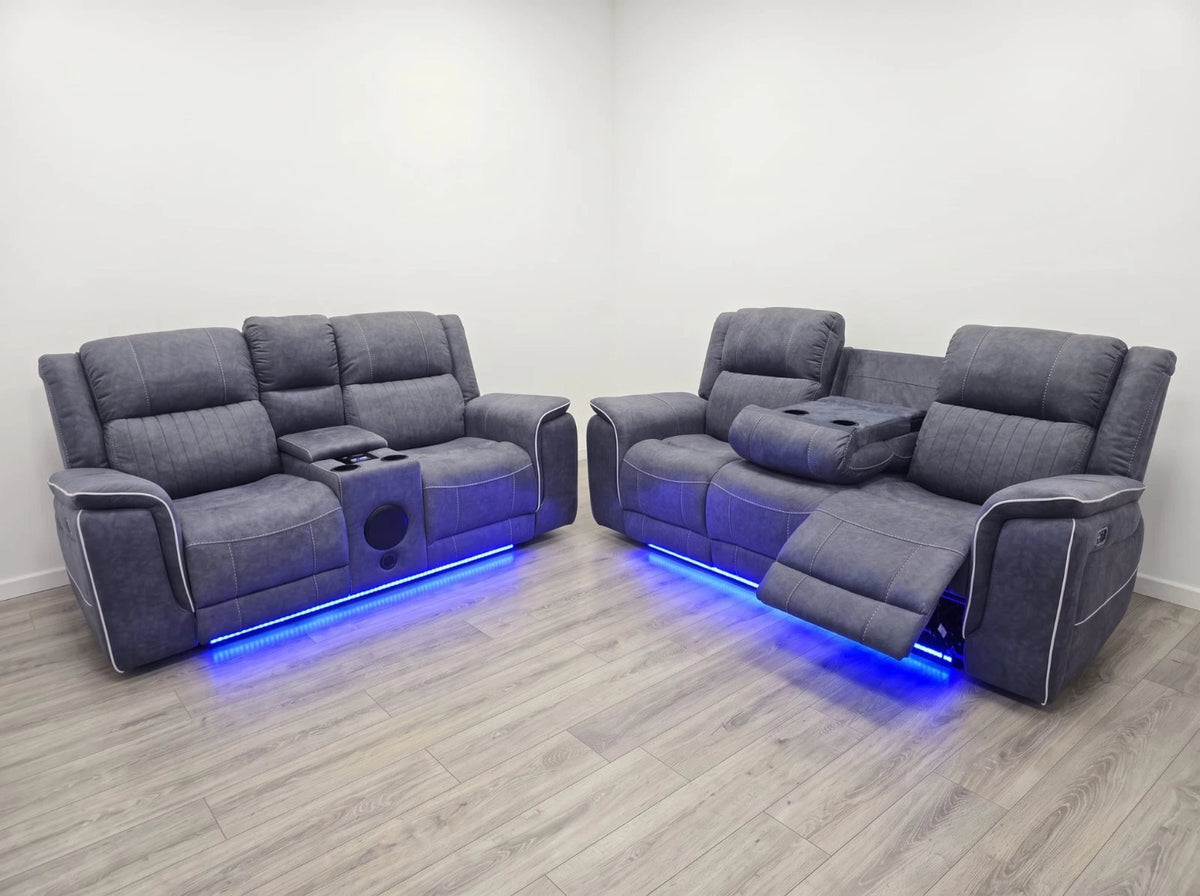MNS Hannah Pro Electric Recliner 3&2 Sofa - Microfibre Fabric with Speakers, USB
