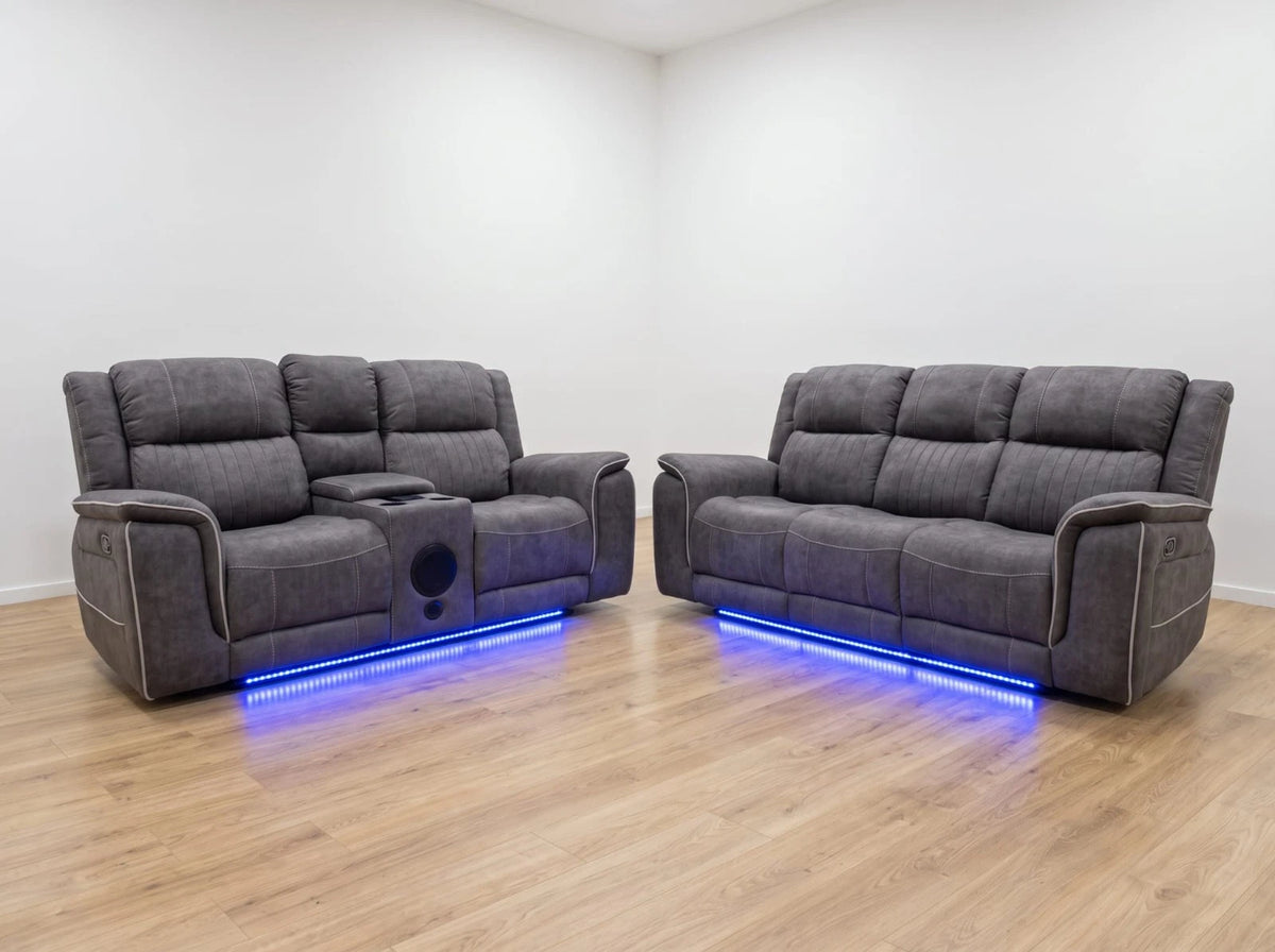 MNS Hannah Pro Electric Recliner 3&2 Sofa - Microfibre Fabric with Speakers, USB