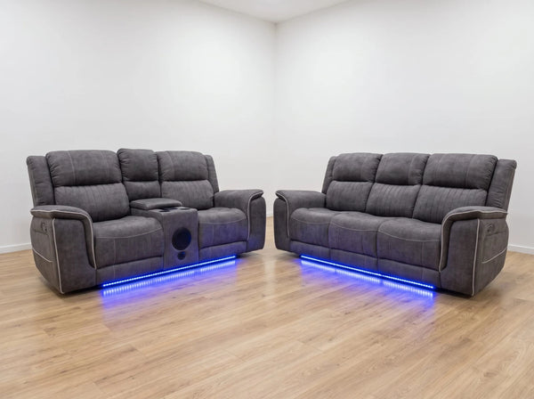 MNS Hannah Pro Electric Recliner 3&2 Sofa - Microfibre Fabric with Speakers, USB