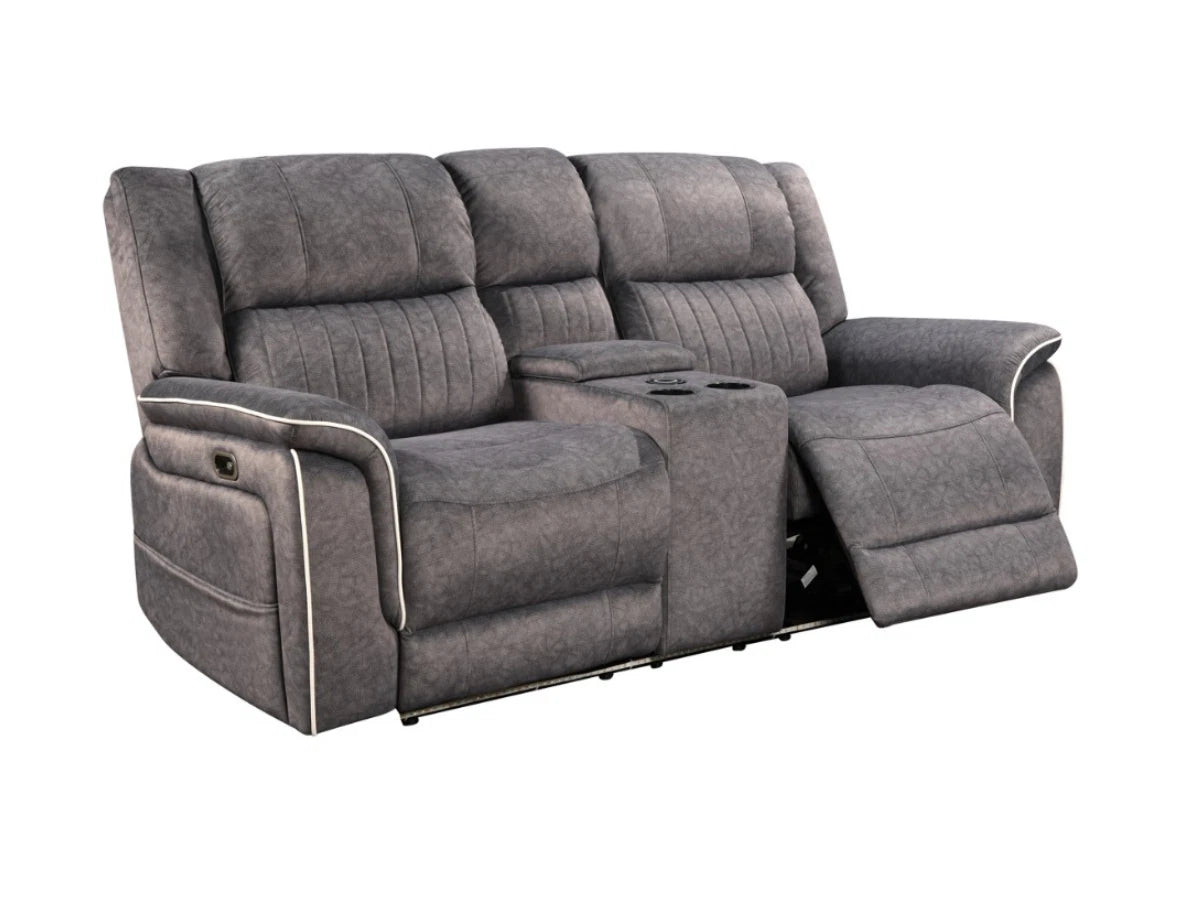 MNS Power Recliner 3+2 Sofa Set Hannan Grey Micro Fabric | Cup Holders | LED | USB