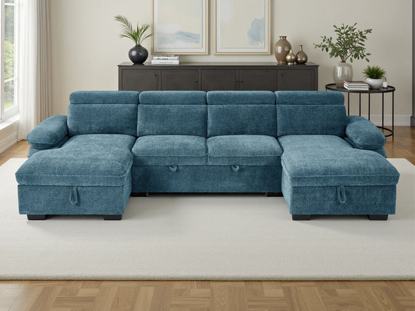 MNS Hudson Sofabed Blue U Shape Corner