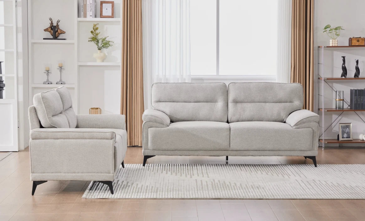 MNS Kate 3+2 Large Sofa, Chenille Fabric In Grey, Green & Dark Grey Colours