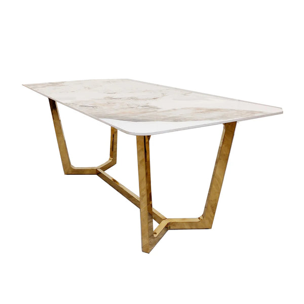 MNS Lucien 1.8 Gold Dining Table with Pandora Gold Sintered Stone Top
