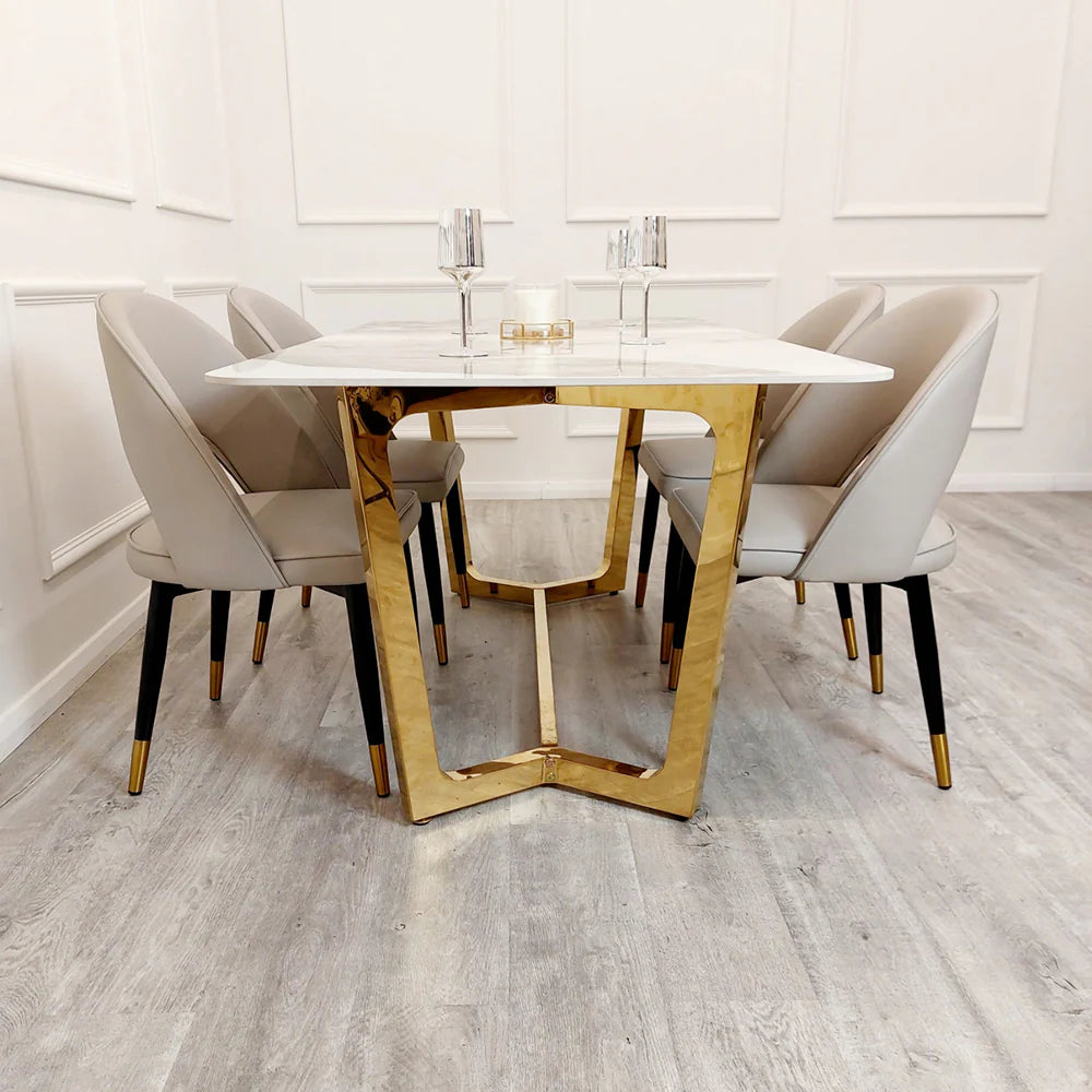 MNS Lucien 1.8 Gold Dining Table with Pandora Gold Sintered Stone Top