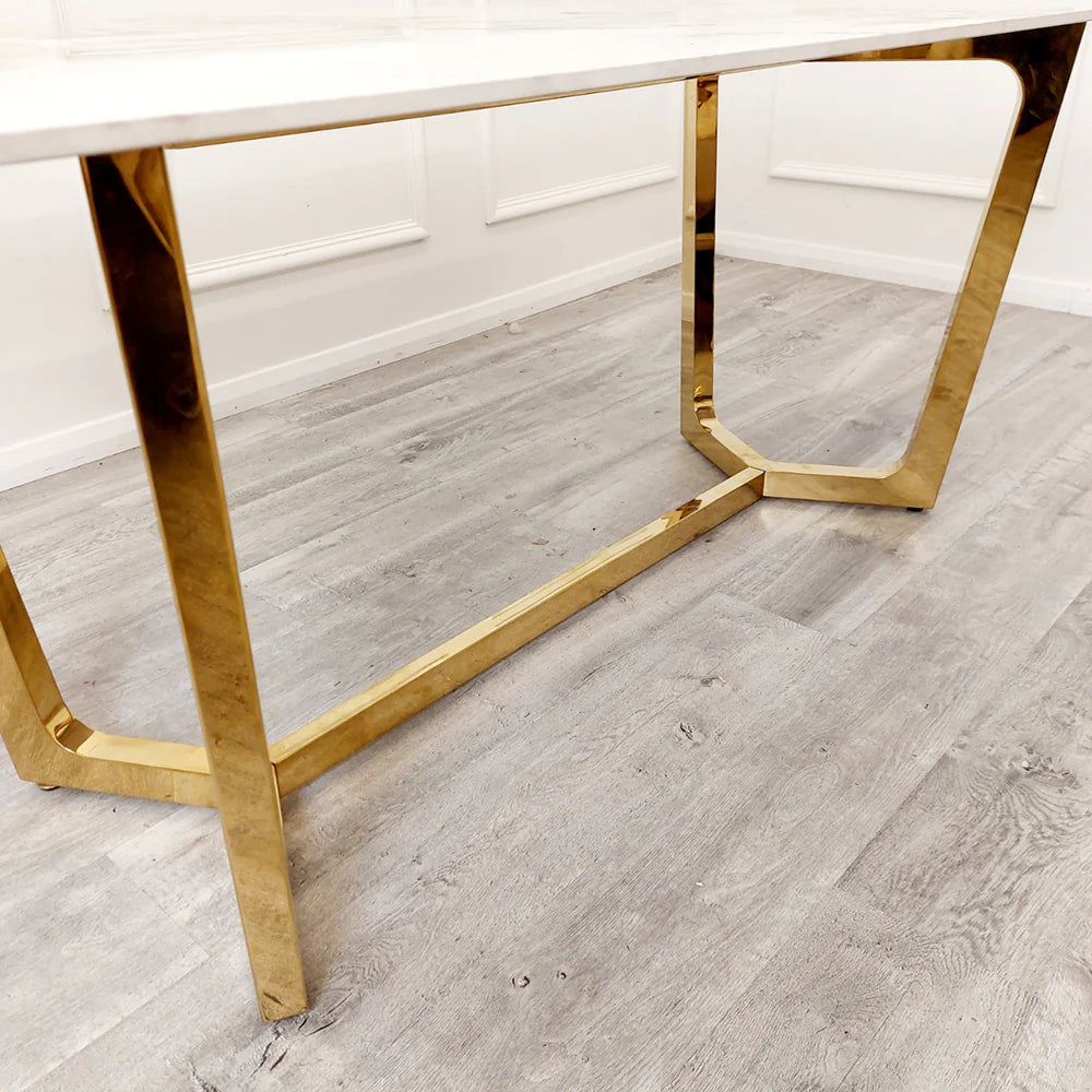 MNS Lucien 1.8 Gold Dining Table with Pandora Gold Sintered Stone Top