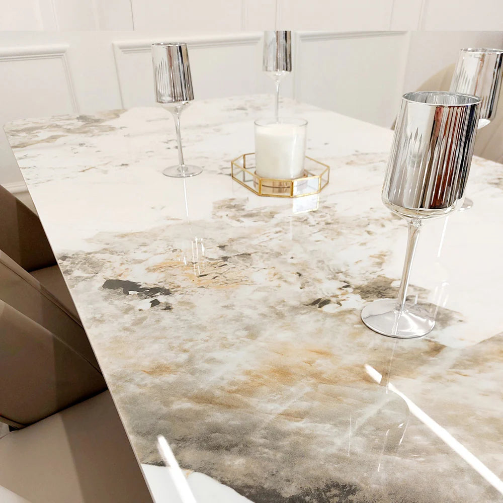 MNS Lucien 1.8 Gold Dining Table with Pandora Gold Sintered Stone Top
