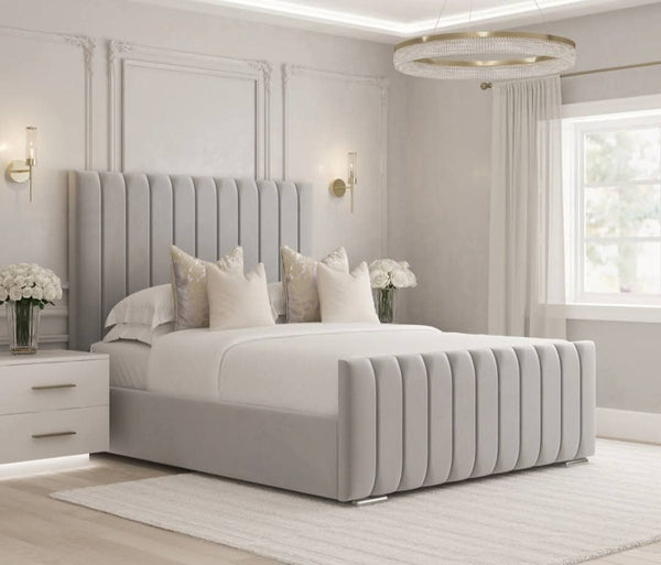 MNS Liner Panel Bed Frame Plush Velvet Upholstered single double king super king