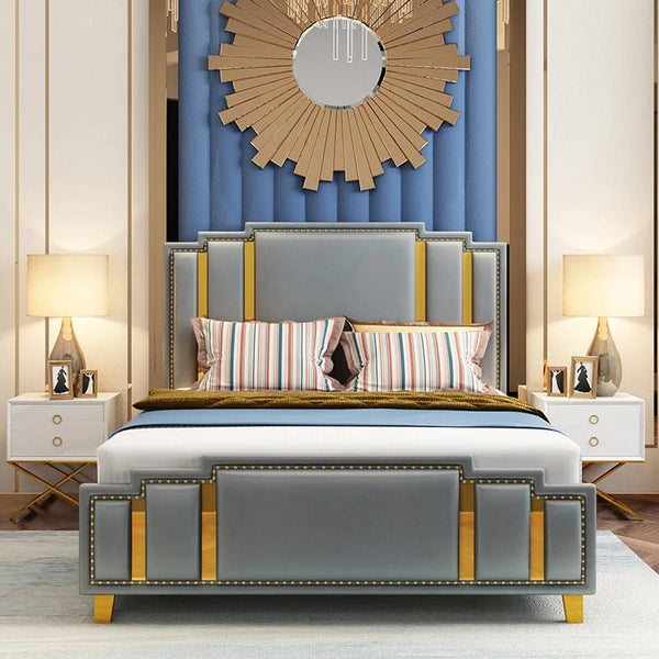 Marena High Headboard Velvet Bed with Storage