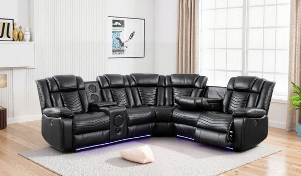 MNS  MICHIGAN LEATHER ELECTRIC RECLINER SOFA