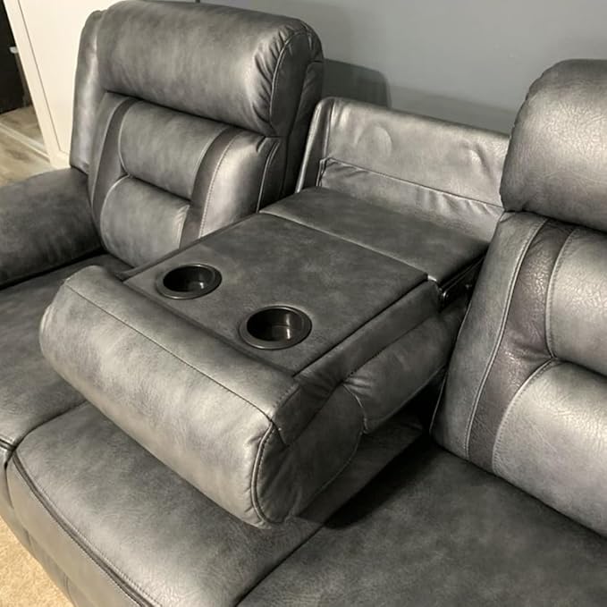 Electric Recliner 3+2 seater Sofa In Elephant Grey - 3 and 2 seater - Leather Sofa