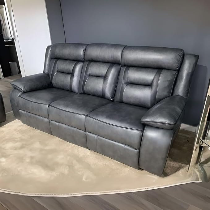 Electric Recliner 3+2 seater Sofa In Elephant Grey - 3 and 2 seater - Leather Sofa