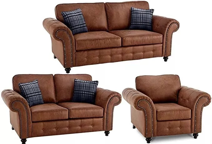 Brown Sofa Corner Suite Oakland 3 Seater 2 Seater Armchair Sofa Set Fabric Sofa