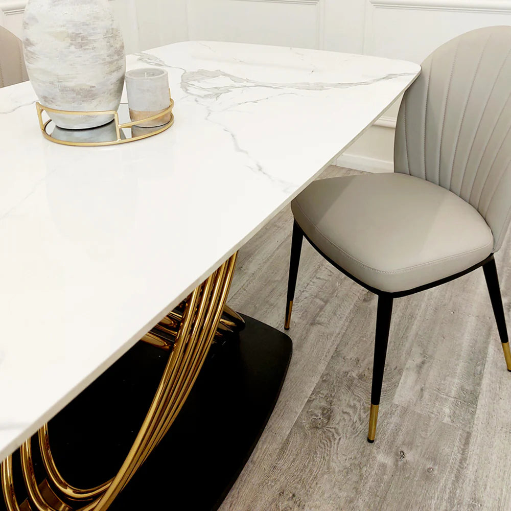 MNS Orion Gold 1.8 Dining Table with Polar White Sintered Stone Top