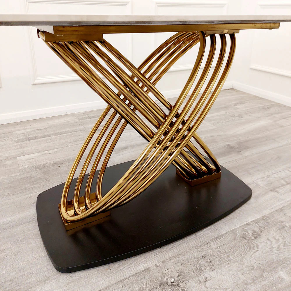 MNS Orion Gold 1.8 Dining Table with Polar White Sintered Stone Top