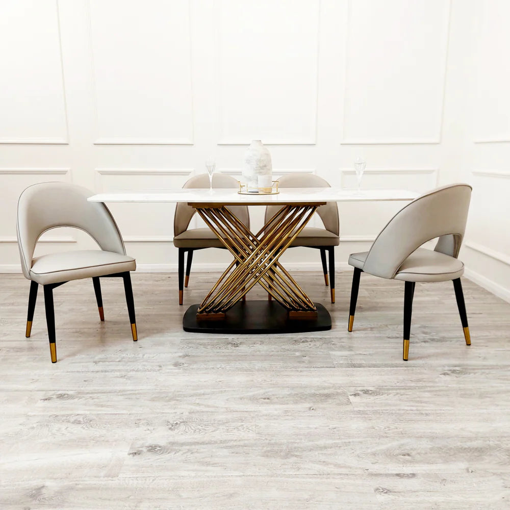 MNS Orion Gold 1.8 Dining Table with Polar White Sintered Stone Top