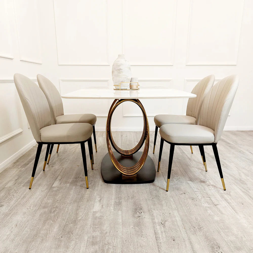MNS Orion Gold 1.8 Dining Table with Polar White Sintered Stone Top