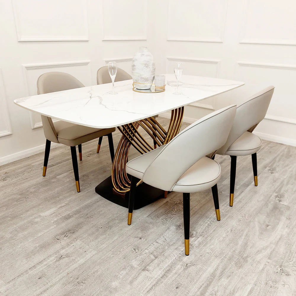 MNS Orion Gold 1.8 Dining Table with Polar White Sintered Stone Top
