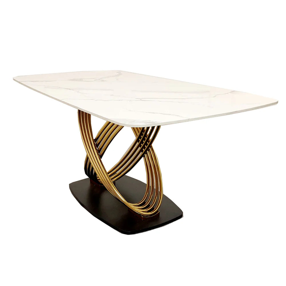 MNS Orion Gold 1.8 Dining Table with Polar White Sintered Stone Top
