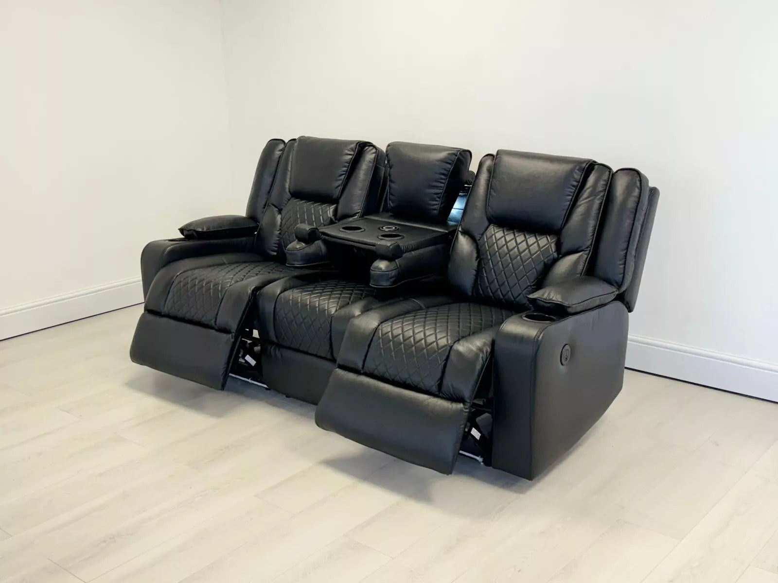 Electric Recliner Orlando Black 3+2 seater | USB, Cup Holders, LED