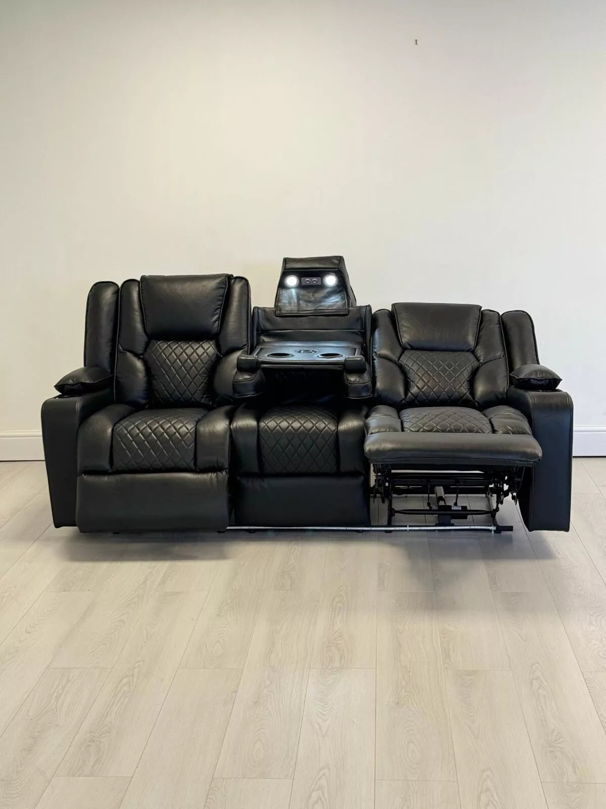 Electric Recliner Orlando Black 3+2 seater | USB, Cup Holders, LED