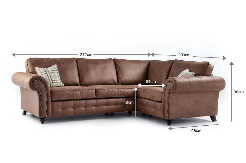 Oakland Brown Faux Leather Large Corner Sofa Set