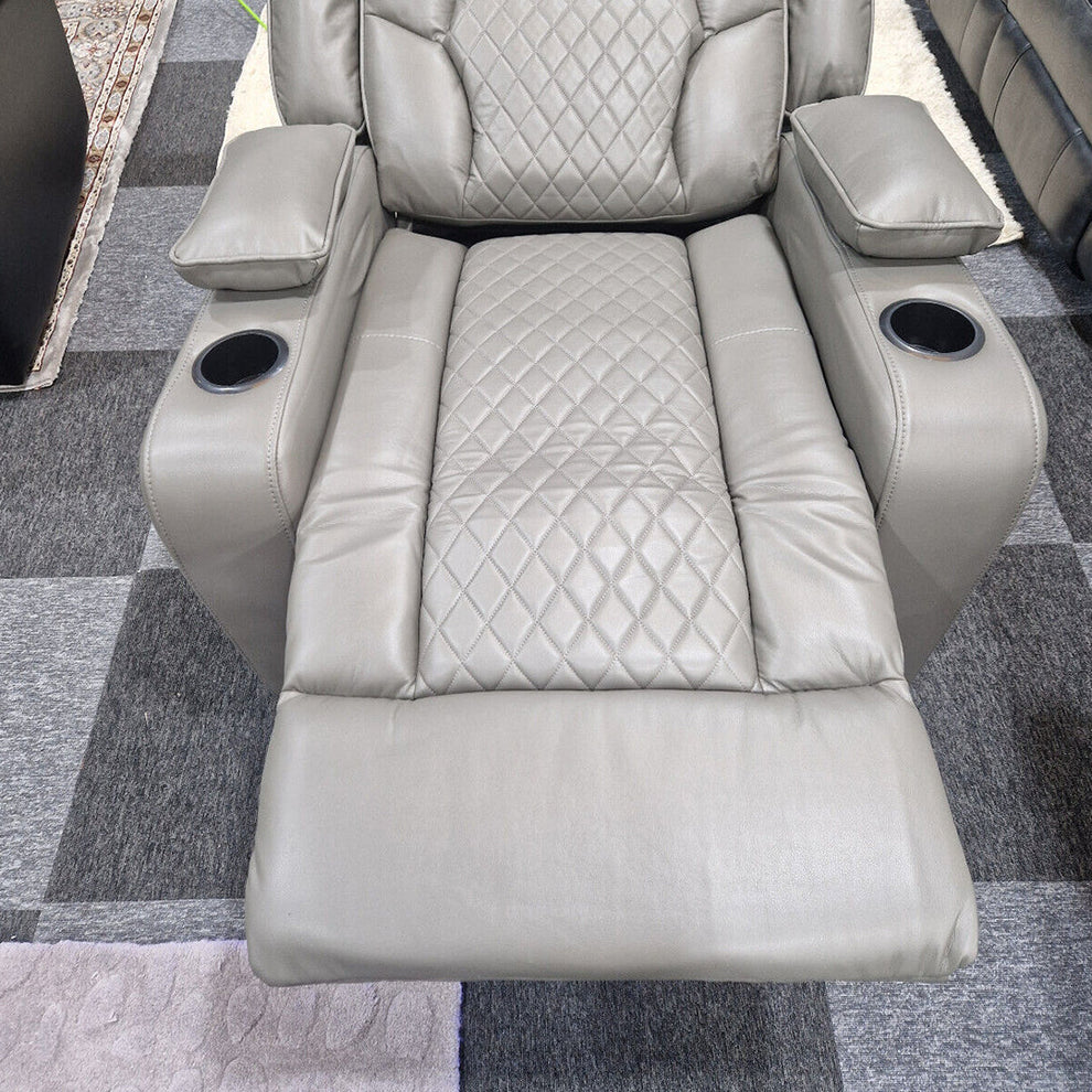 Orlando Grey Electric Recliner Armchair USB & Cup Holders