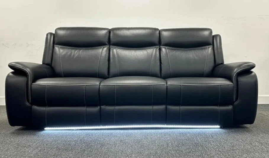 MNS Parada 3 + 2 Black Leather Electric Recliner Sofa Set , USB, LED, Bluetooth