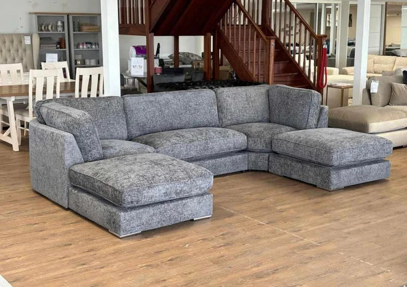 Bishop Fullback Corner U Shape Sofa Chenille Fabric Sofa