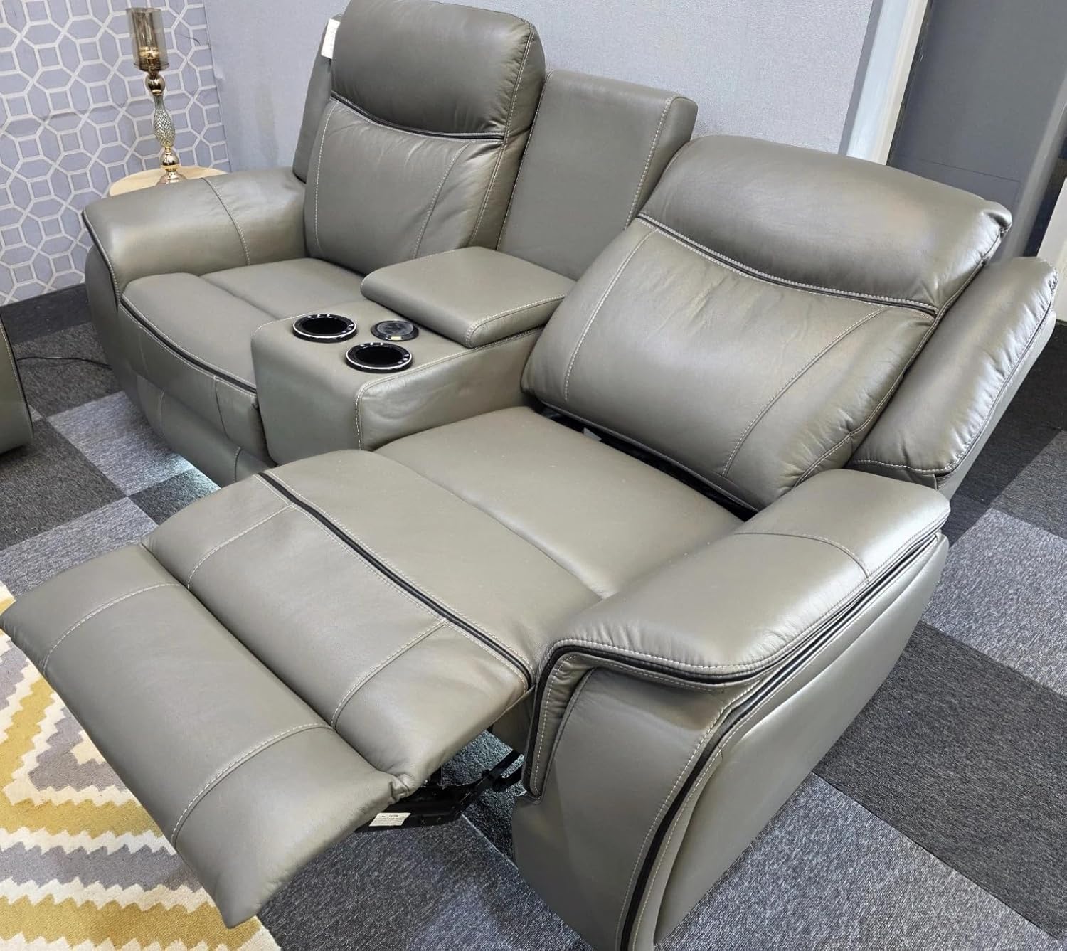 MNS Pradaa Leather Electric Recliner Sofa Set With Cupholders – 3+2 Seater Sofa Set