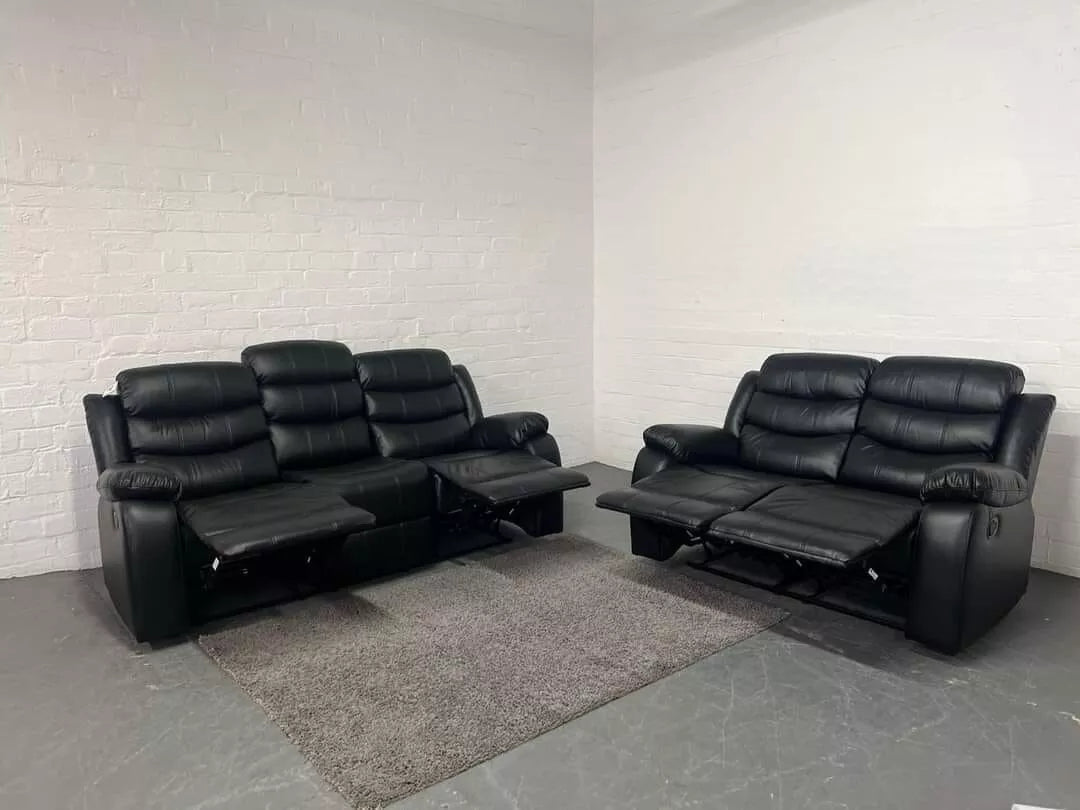 Roma Black Recliner Sofa 3+2 Seater