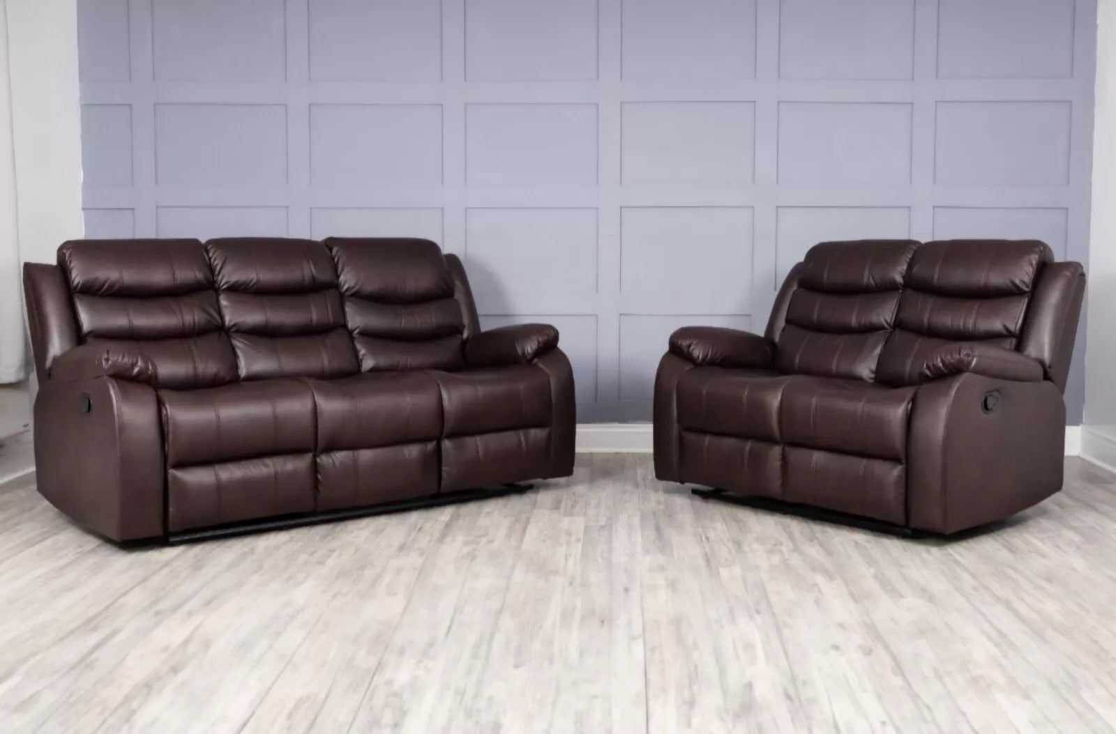 Leather Recliner Sofa 3 2 Seater Set Couch Settee with Cup Holders +chair option