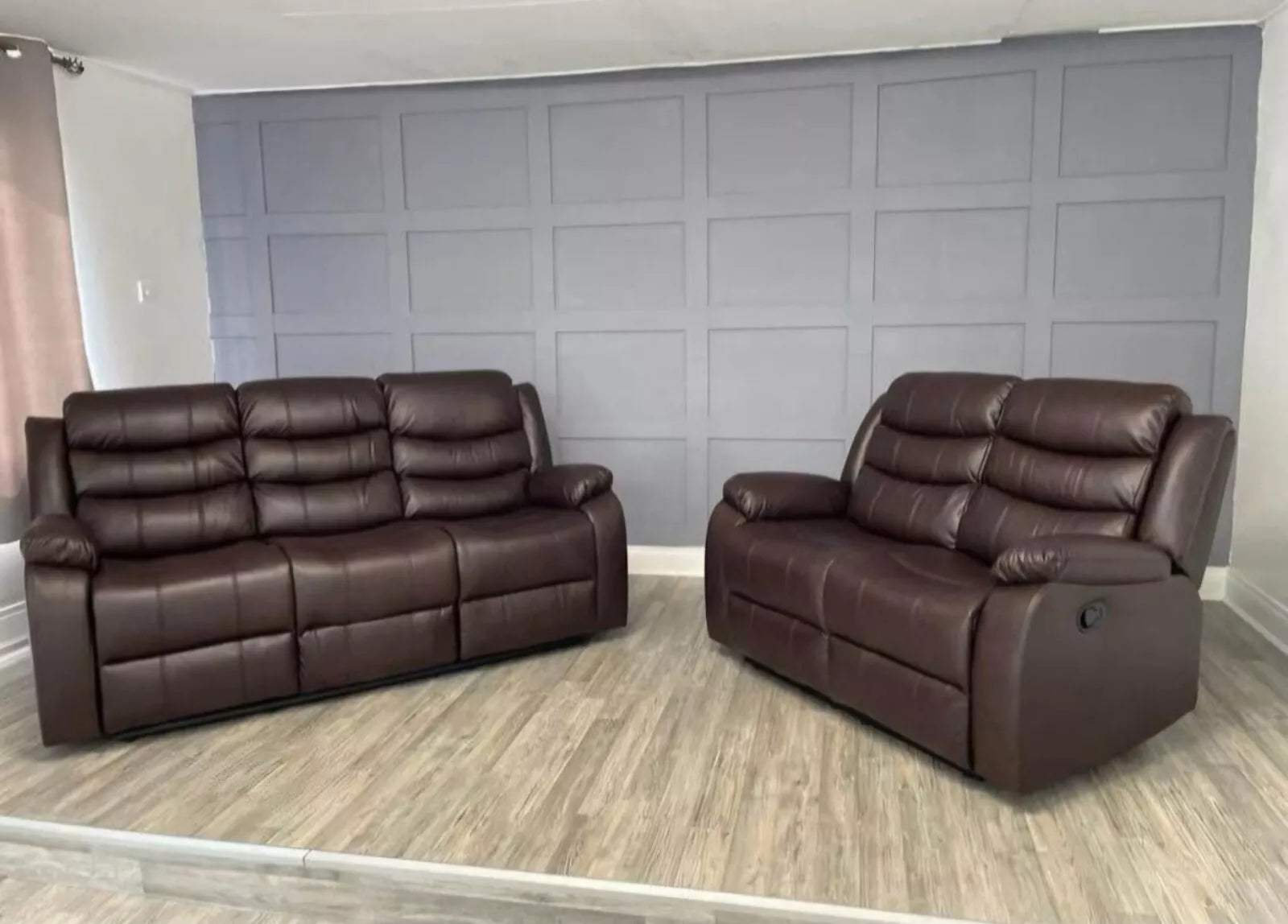 Leather Recliner Sofa 3 2 Seater Set Couch Settee with Cup Holders +chair option