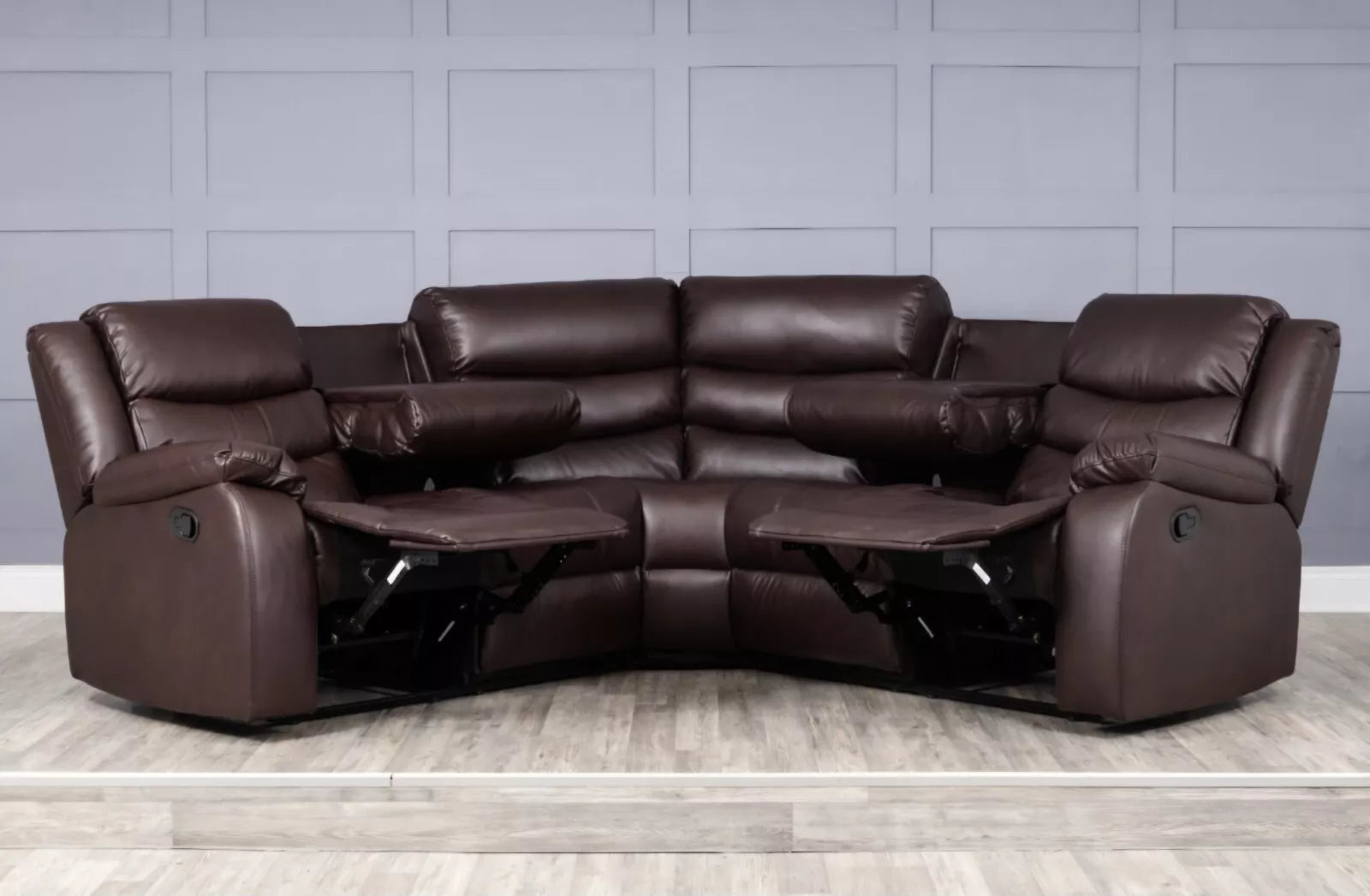 Roma | Brown | Corner Recliner Sofa With Cupholders | Brown